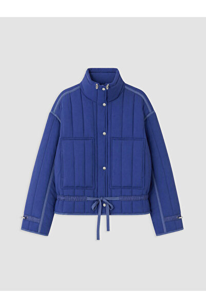 LC Waikiki Alita City Lcw Modest Blue Stand Collar Oversize Women's Puffer Coat