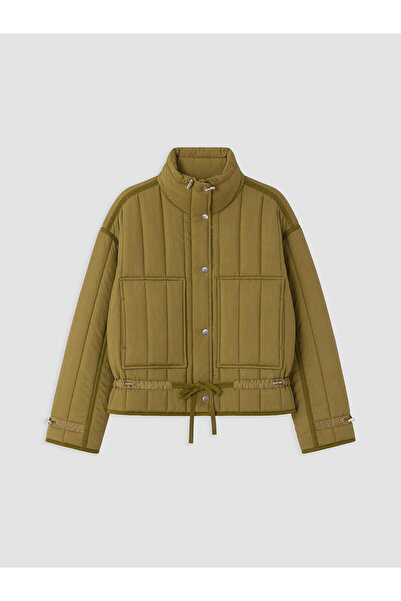 LC Waikiki Nevavm Lcw Modest Green Stand Collar Oversize Women's Puffer Coat ...