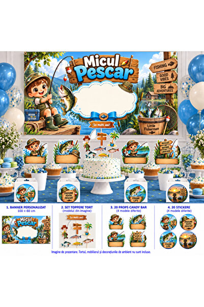 Aniversari de Neuitat Pachet petrecere Micul pescar - banner personalizat 100...