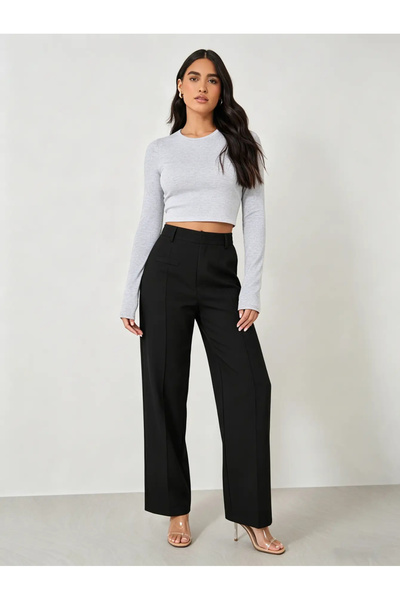 Take Two By Styli Black High Rise Wide Leg Work Pants