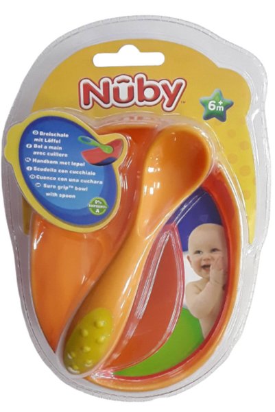 Nuby Μπολ φαγητού με κουτάλι Πορτοκαλί 32117260004