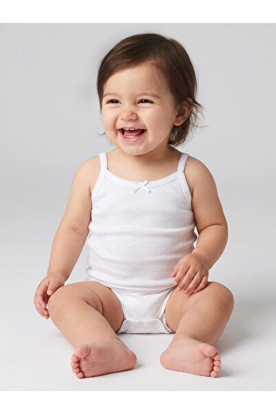 Styli Pack of 2 - Baby Girl White Solid Bow Detail Cami Vest