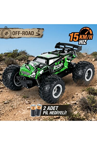 MJ TOYS Uzaktan Kumandalı Full Fonksiyon Şarjlı Işıklı Drift Özelikli 4x2 15 Km Hız Of Road Araba 1:18 Şarjlı High Off Road Araba Erkek Hediye Kumandalı Araç
