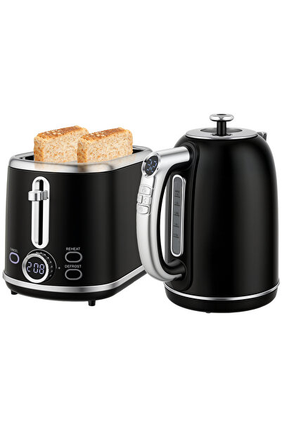 Generic Brand Set fierbător și prăjitor de pâine cu 2 felii, negru
