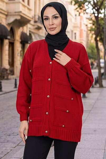 HNT Hayrunnisa Tesettür كارديجان تريكو بتفاصيل أزرار وياقة على شكل حرف V بالل...