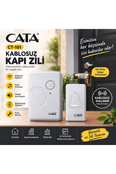Cata Kablosuz Kapı Zili Beyaz