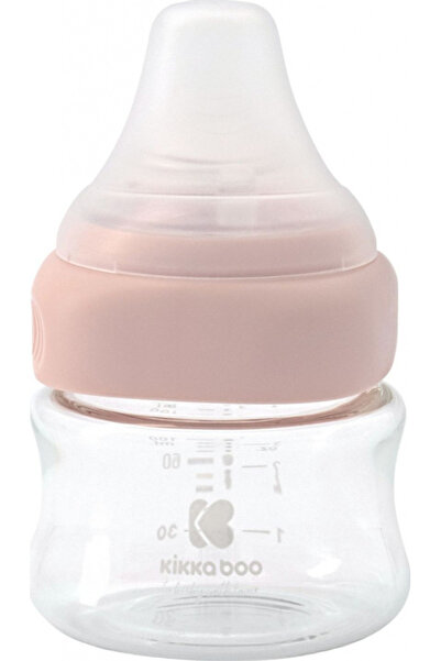 Kikka Boo Γυάλινο μπουκάλι με θηλή σιλικόνης 100ml Ροζ 31302020088