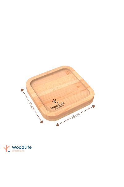 WOODLIFE صينية خشبية مستطيلة 15*15 سم مصنوعة من خشب الزان الطبيعي
