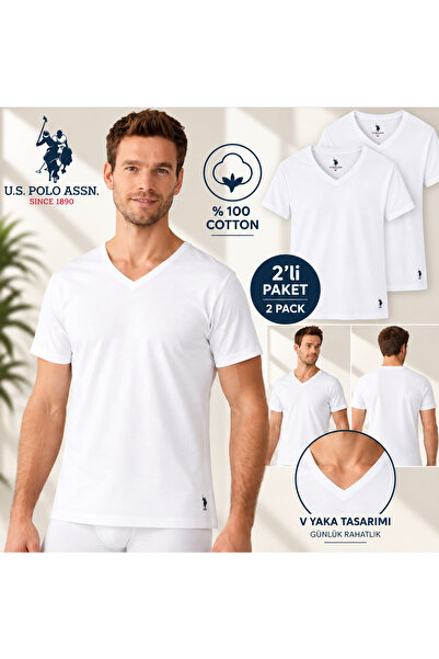 U.S. Polo Assn. Men'S, 100% Cotton, V-Neck, 2-Piece Undershirt/T-Shirt (Boxed)