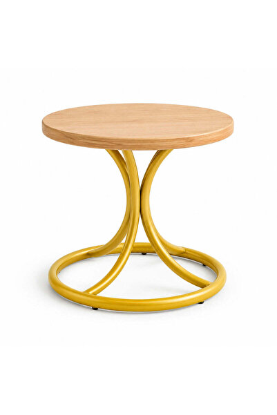 FOXMAG24 Στρογγυλό βοηθητικό τραπεζάκι με μεταλλικό σκελετό, χρυσό