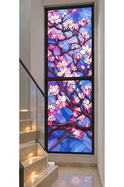 burawall Stained Glass Pattern Transparent Glass Film