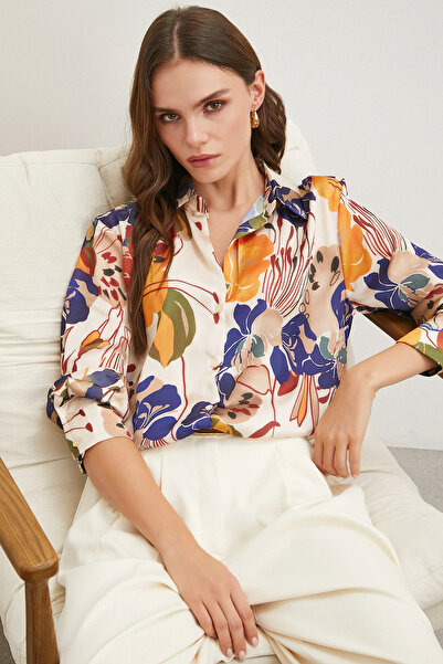 NEVERMORE Digital print patterned shirt orange