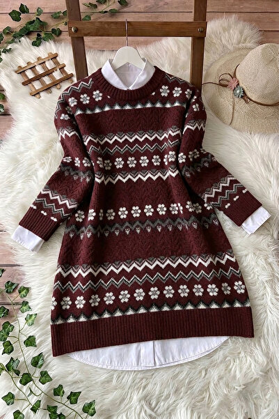 MODAQU Eylül Yumoş Triko Kazak - Bordo
