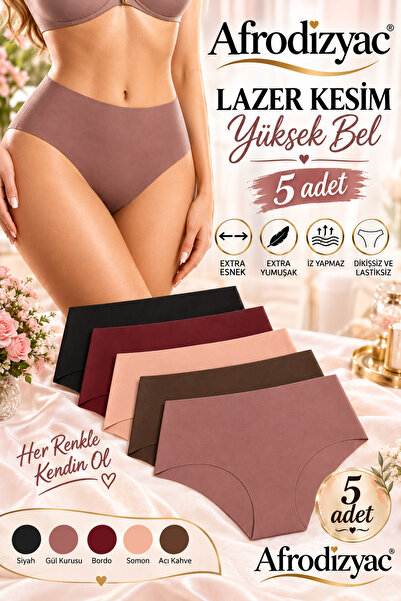 Afrodizyac 5-Piece Laser Cut High Waist Non-Marking Seamless Extra Flexible a...