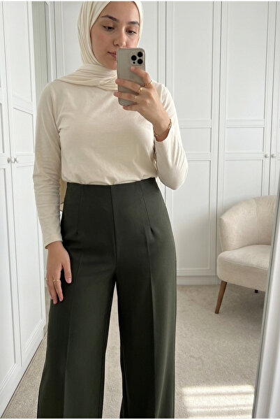 Kirazca Butik Women's Double Crepe High Waist Wide Leg Palazzo Trousers 100 cm