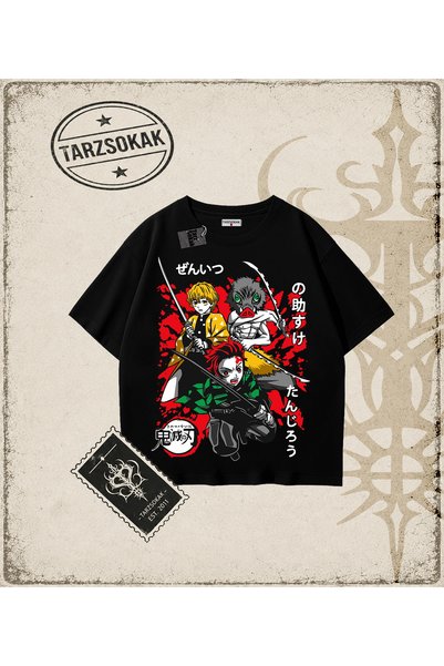 Tarzsokak Demon Slayer Anime Printed Oversize Unisex T-Shirt