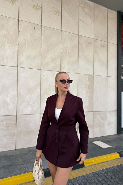 lizge giyim Front and Back Double Paddled Collarless Jacket