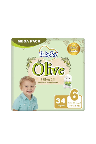 BabyJoy حفاضات أوليف تيب، مقاس 6، جونيور إكس إكس إل، 16-25 كجم، عبوة كبيرة، 3...