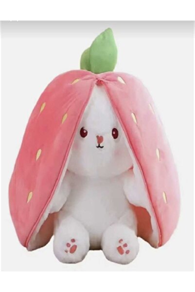 Hepsilazım Special Design Plush Strawberry Rabbit with Zipper Bag 55 cm Gift for Lover-Mother-Friend