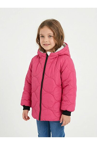 Merdia Kids Soğan Desenli Kız Çocuk İçi Kürklü Mont