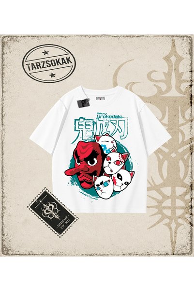 Tarzsokak Demon Slayer Anime Printed Oversize Unisex T-Shirt