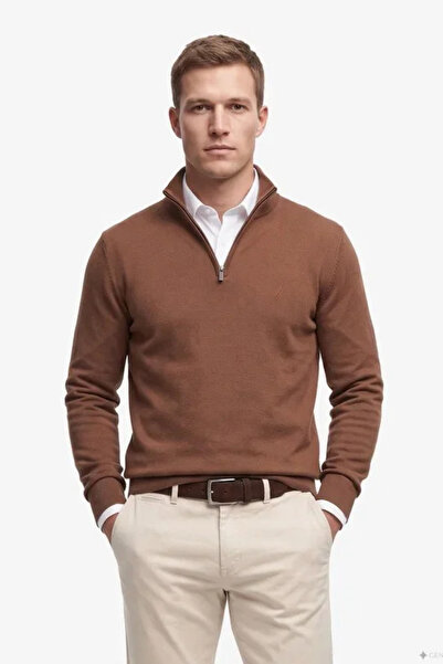 Nautica Men's Brown Regular Fit Sweater