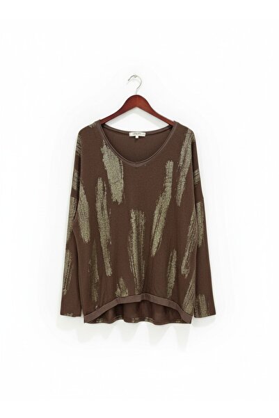 Park Moda Shiny Glitter Printed Thin Knitwear Blouse (Available in Sizes 40-46.)