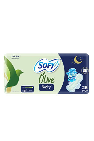 sofy Olive Night Comfort Sanitary Pads with Wings, 32 cm, Pack of 26 Pads (24...