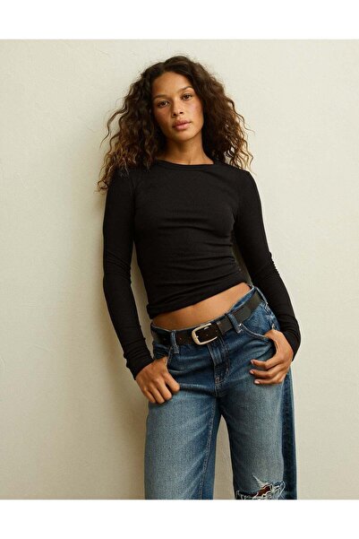 AMERICAN EAGLE تي شيرت AE Cozy بأكمام طويلة وياقة دائرية