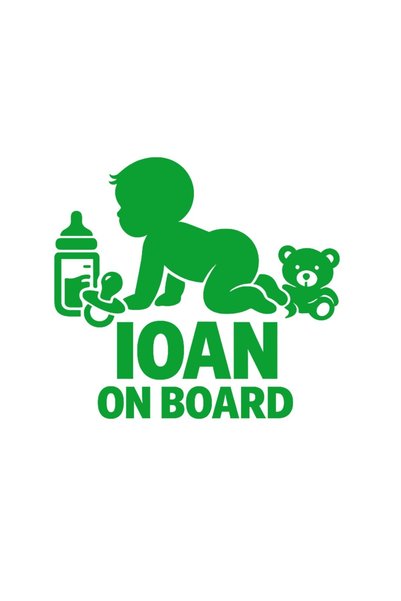 OEM Autocolant auto  "Ioan la bord ", 10cm, Verde