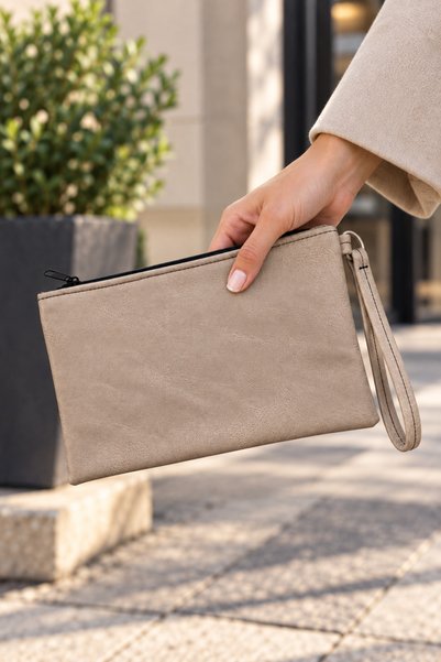 Soyoe Faux Leather Hand Bag, Stylish Wrist Strap Zippered Portfolio Multi-Purpose Cosmetic Wallet and Hand Wrist Bag