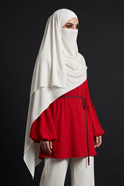 Aisha's Design Neck-Covering Veil Featuring Combed Cotton Boned Shawl, Ps-58