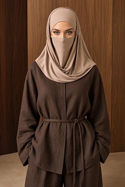 Aisha's Design Neck-Covering Veil Featuring Combed Cotton Boned Shawl, Ps-58