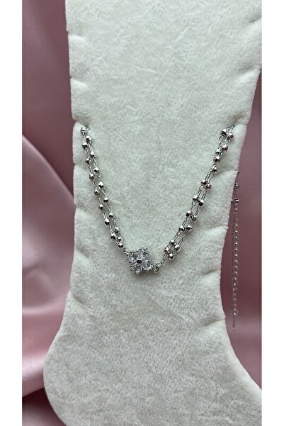 BİJU YILMAZ Steel Anklet with Clover Figures and Balls.26Hal47