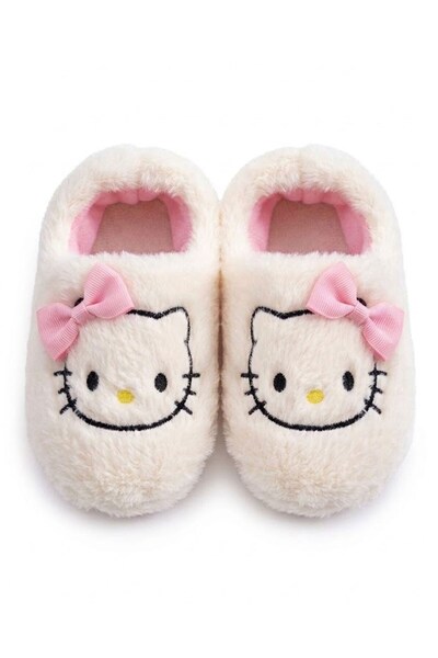 AlbiShoes Yumuşak Tüylü Kaydırmaz Sessiz Taban Peluş Ev İçi Panduf Kreş Desenli Çocuk Sıcak Panduf