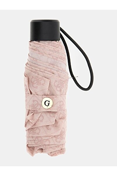 Guess Kadın Monogram Desenli Katlanabilir Şemsiye - Pembe