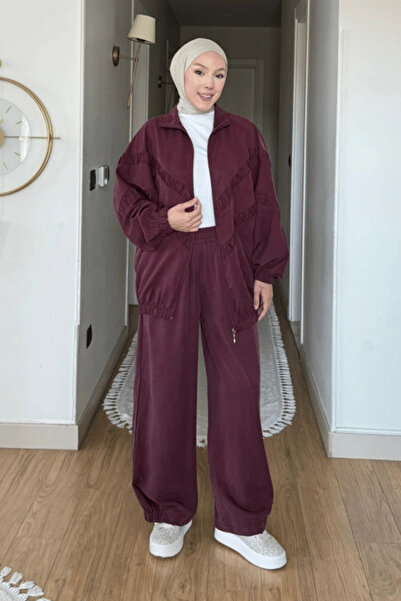 Lara Tensel Kumaş Comfort Tesettür Takım | Bordo
