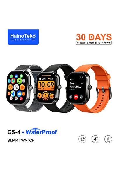 HAINOTEKO CS-4 Real Waterproof Design Smart Watch with 2.01 Inch TFT Display Bluetooth Calling 30-Days Battery Life 3 Interchangeable Straps, Fitness & Smart Features Designed for Ladies and Gents