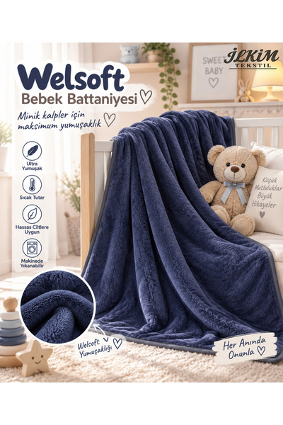cs ilkim Welsoft Bebek Battaniyesi - 105x155 cm | Ultra Yumuşak & Hafif |
