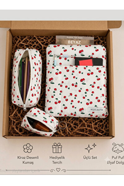 ikizelbutik Puf 3'lü Set Kitap Kılıfı, Kitap ve Tablet Kılıfı | Astarlı Kalem...