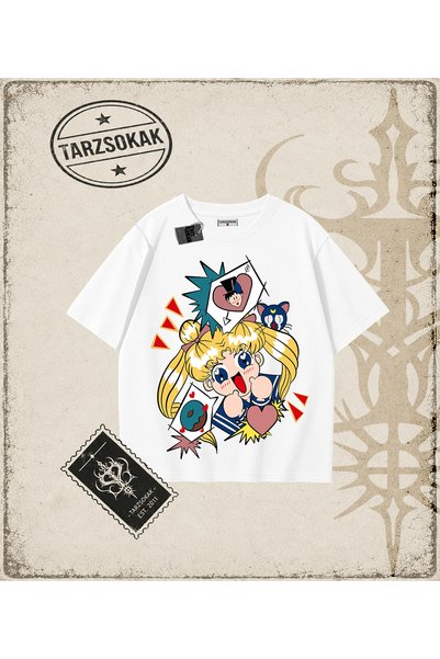 Tarzsokak Sailor Moon Anime Printed Oversize Unisex T-Shirt