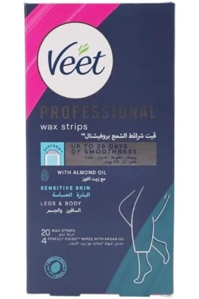 Veet Men Veet Hair Removal Cold Wax Strips Sensitive Skin, Pack of 20