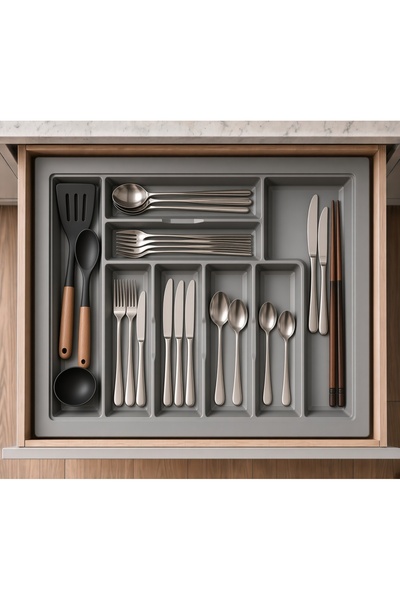 GörSeç 55*49 cm Elit Modern Gri Mutfak Düzenleyici (50*40) a kadar kesebilirs...