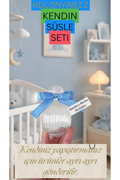 Pearl Star (40 ADET)Süslü Çizgili Top Boş Kolonya Şişesi Mika Plastik 50ml (K...