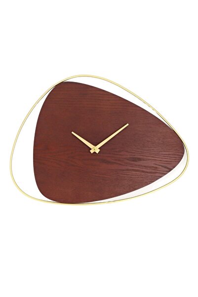 OEM Wall clock GH23089, analog, asymmetrical, MDF + metal, brown + gilded, 40...