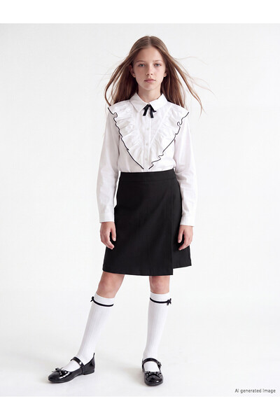 LC Waikiki Two Mt Shop Quality Lcw Kids Black Girls Gabardine Shorts Skirt