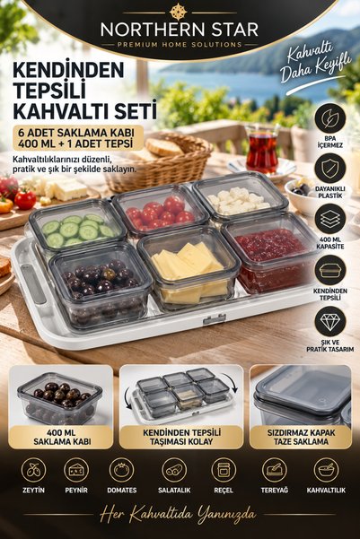 Northern Star Breakfast Set with Tray, 7-Piece Presentation & Carrying Set