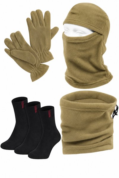 Çekmece 6 Parça Polar Boyunluk Polar Eldiven Kar Maskesi Ve Çorap Set