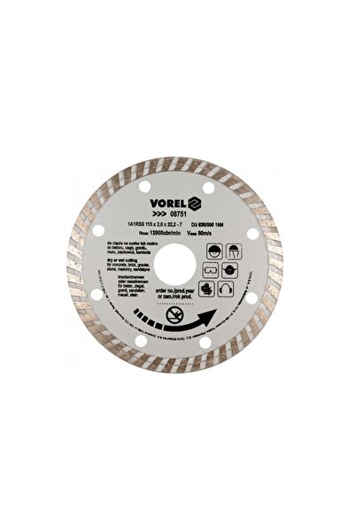 Vorel Disc diamantat turbo, diametru exterior 115 mm, diametru interior 22.2 mm