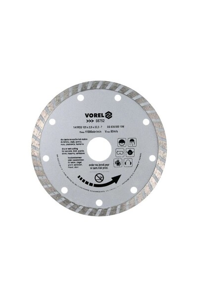 Vorel Disc diamantat Turbo, diametru exterior 125 mm, diametru interior 22.2 mm